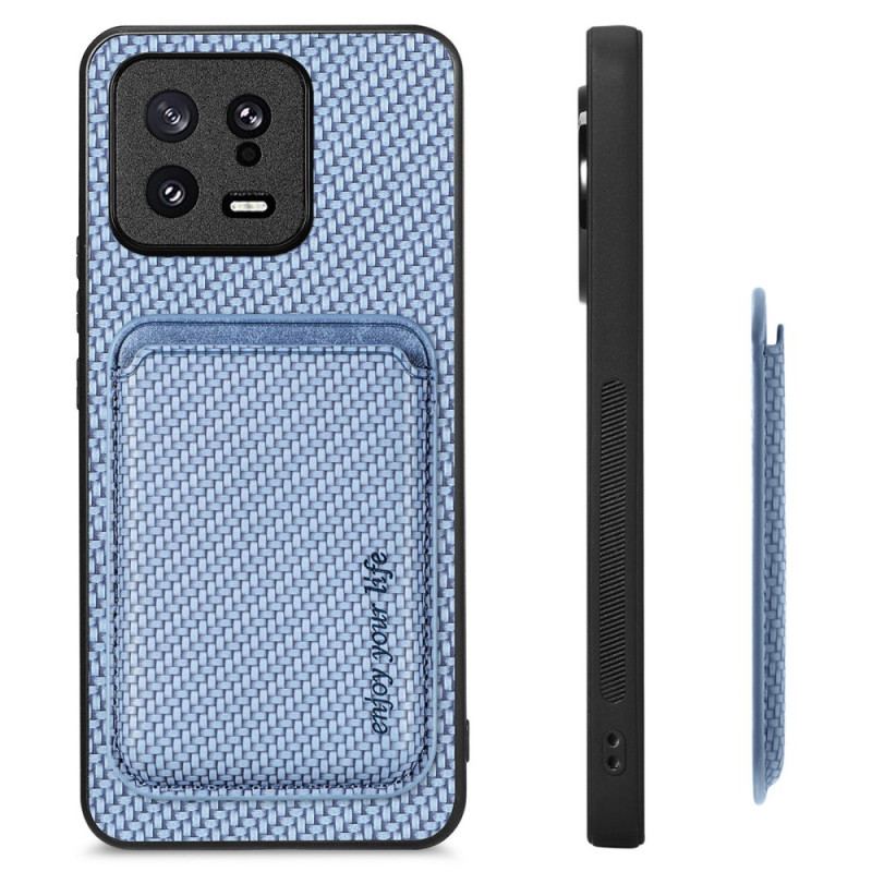 Coque Xiaomi 13 Fibre Carbone Porte-Cartes Détachable