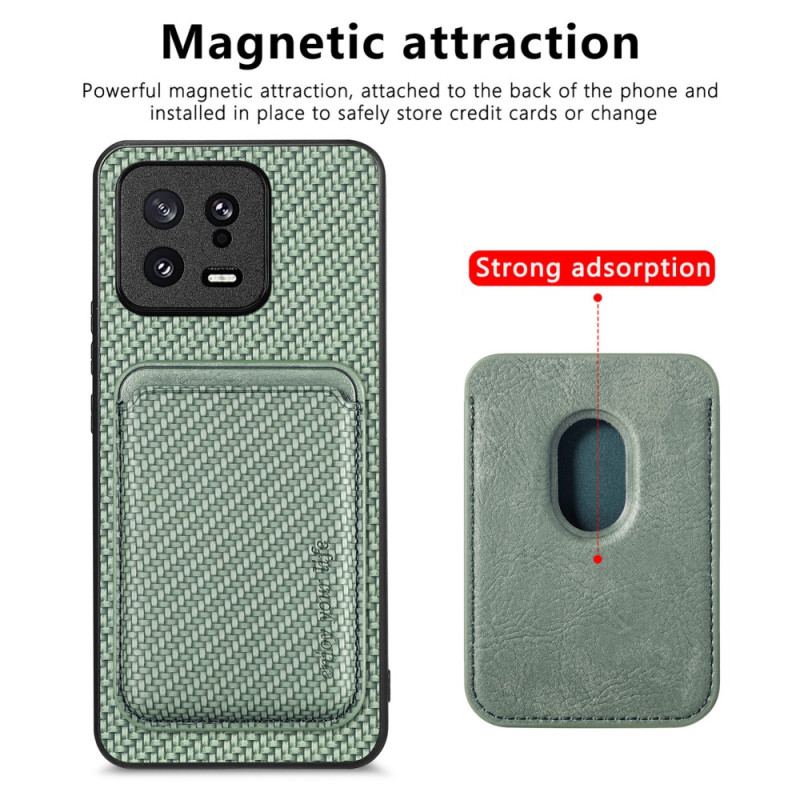 Coque Xiaomi 13 Fibre Carbone Porte-Cartes Détachable