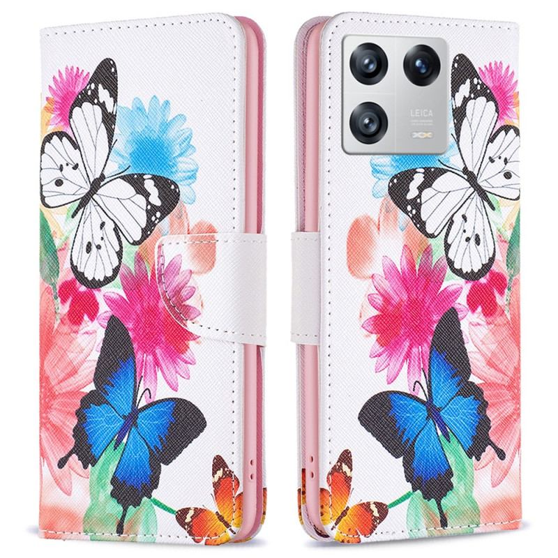 Housse Xiaomi 13 Papillons Aquarelle