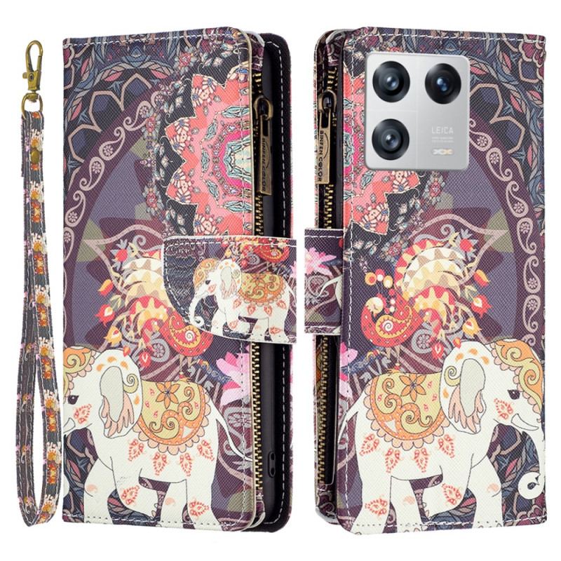 Housse Xiaomi 13 Poche Zippée Éléphant