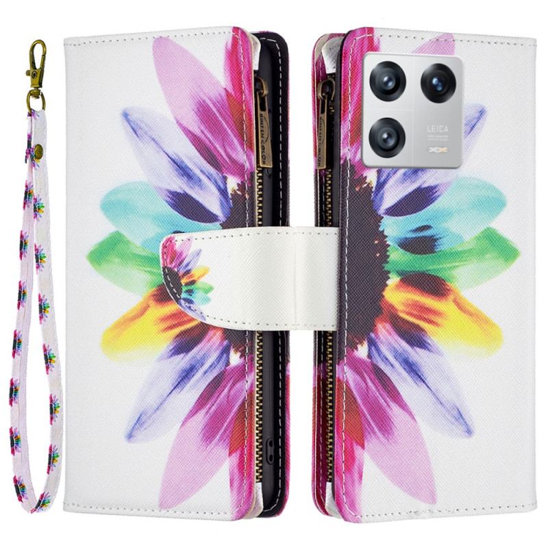 Housse Xiaomi 13 Poche Zippée Fleur