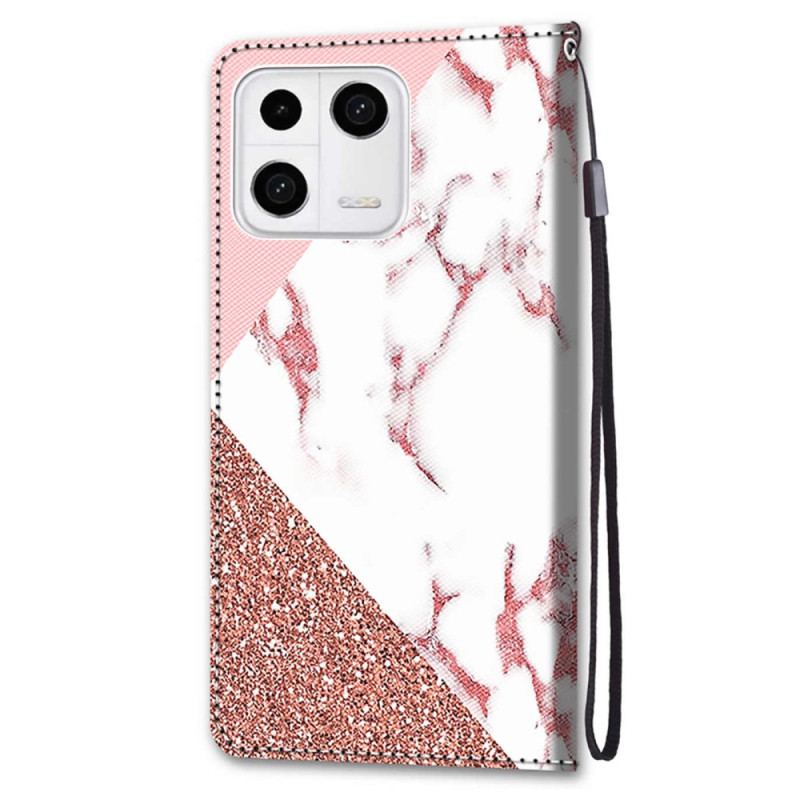 Housse Xiaomi 13 Triangle en Marbre et Paillettes