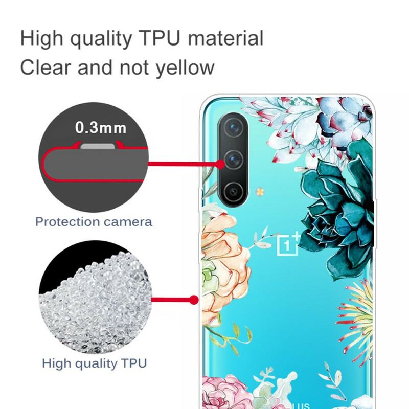 Coque OnePlus Nord CE 5G Transparente Fleurs Aquarelle