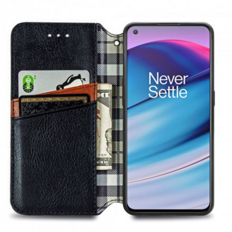 Flip Cover OnePlus Nord CE 5G Effet Cuir Texture Diamant