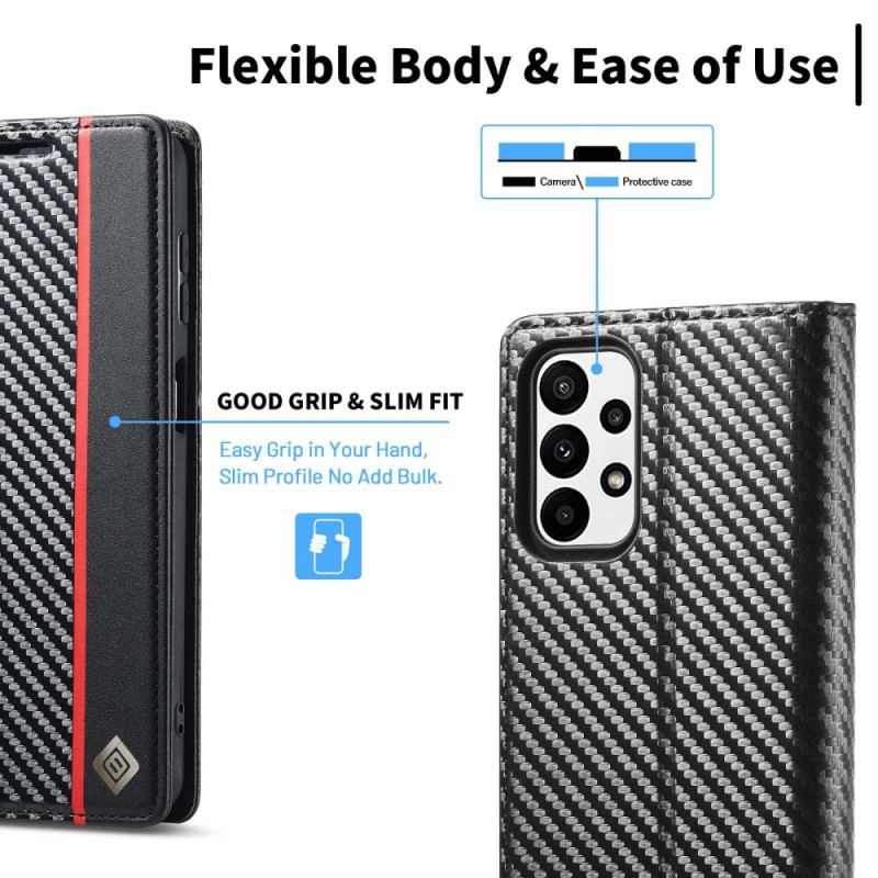 Flip Cover Samsung Galaxy A23 5G Fibre Carbone LC.IMEEKE