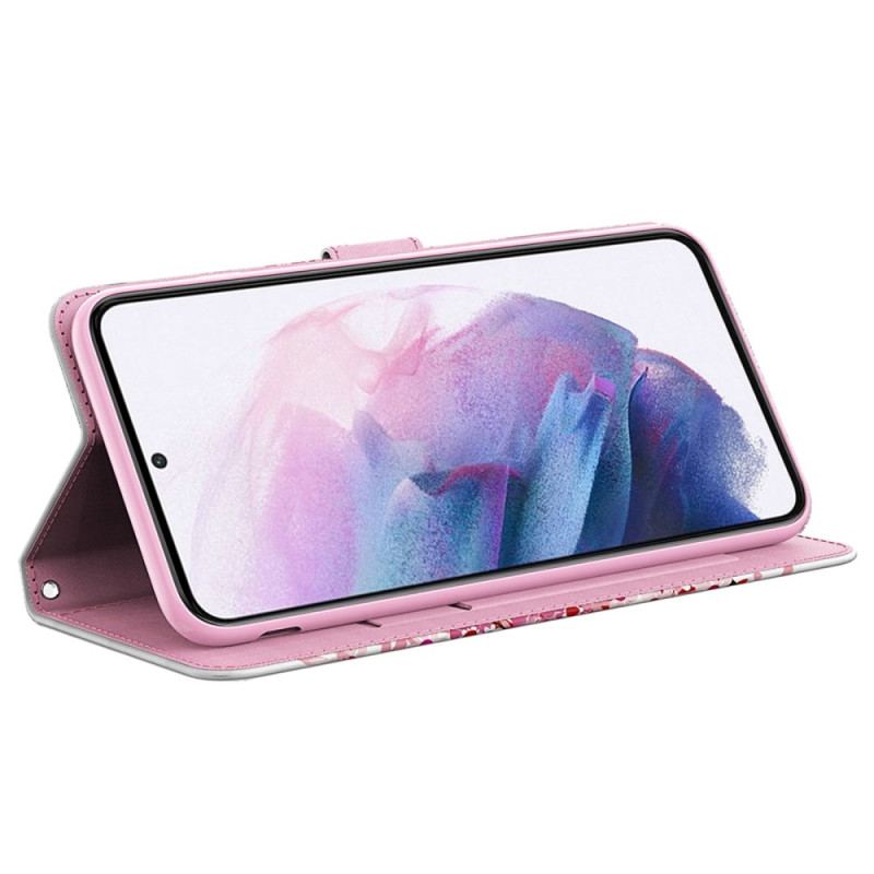 Housse Samsung Galaxy A23 5G Arbre Rose à Lanière