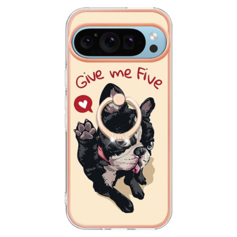 Coque Google Pixel 9 Pro XL Anneau-Support Chien Give Me Five