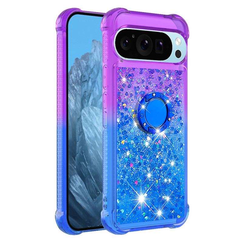 Coque Google Pixel 9 Pro XL Anneau-Support Dégradé Paillettes