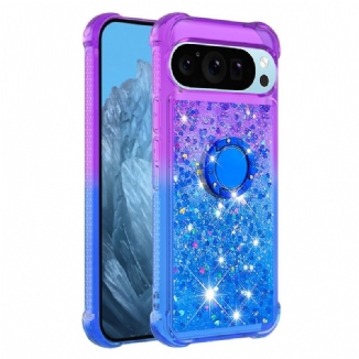 Coque Google Pixel 9 Pro XL Anneau-Support Dégradé Paillettes