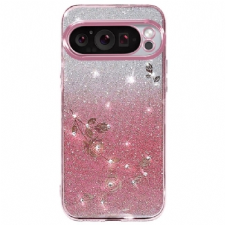 Coque Google Pixel 9 Pro XL Fleurs et Strass KADEM