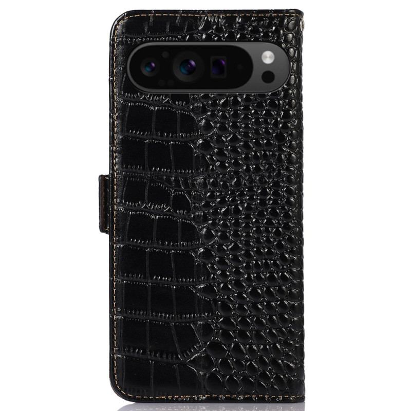 Housse Google Pixel 9 Pro XL Cuir Style Crocodile