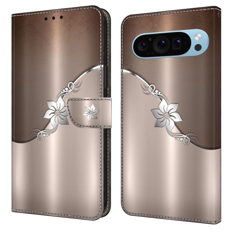 Housse Google Pixel 9 Pro XL Fleur d'argent