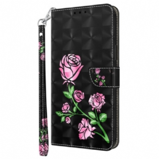 Housse Google Pixel 9 Pro XL Fleurs Roses à Lanière