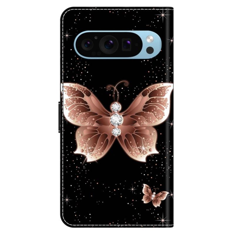 Housse Google Pixel 9 Pro XL Papillon Diamant Rose