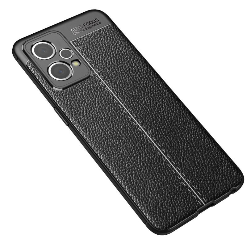 Coque Realme 9 Pro Plus Effet Cuir Litchi Double Line