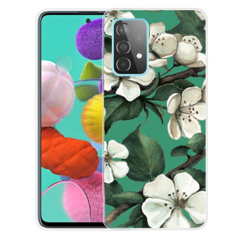 Coque Samsung Galaxy A72 4G / A72 5G Fleurs Blanches Peintes