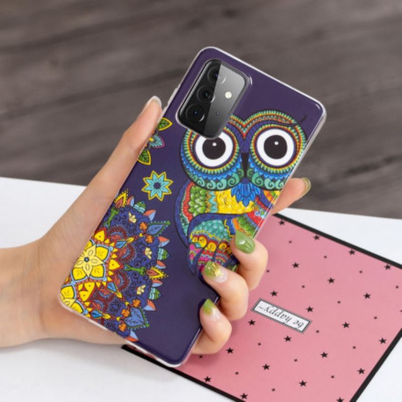 Coque Samsung Galaxy A72 4G / A72 5G Hibou Mandala Fluorescente