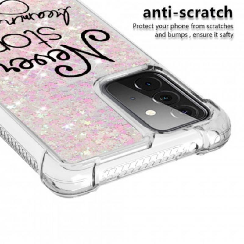 Coque Samsung Galaxy A72 4G / A72 5G Never Stop Dreaming Paillettes