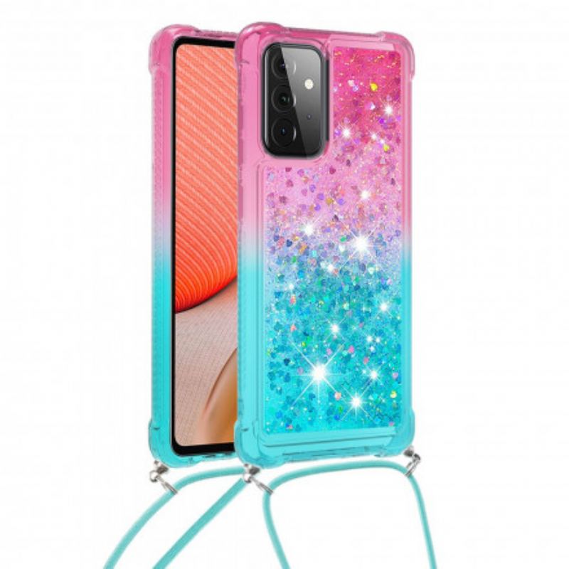 Coque Samsung Galaxy A72 4G / A72 5G Silicone Paillettes et Cordon