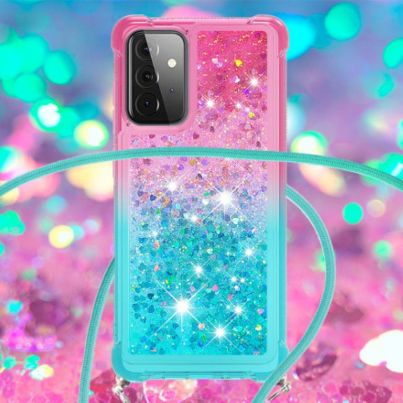 Coque Samsung Galaxy A72 4G / A72 5G Silicone Paillettes et Cordon