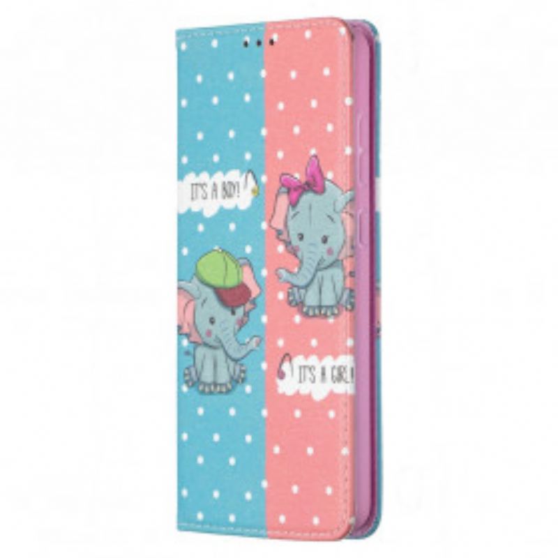 Flip Cover Samsung Galaxy A72 4G / A72 5G Bébés Éléphants