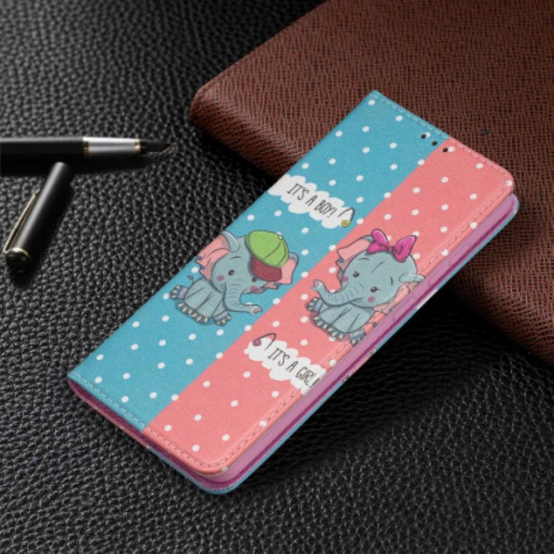 Flip Cover Samsung Galaxy A72 4G / A72 5G Bébés Éléphants