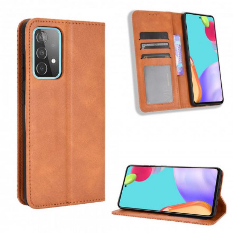 Flip Cover Samsung Galaxy A72 4G / A72 5G Effet Cuir Vintage Stylisé