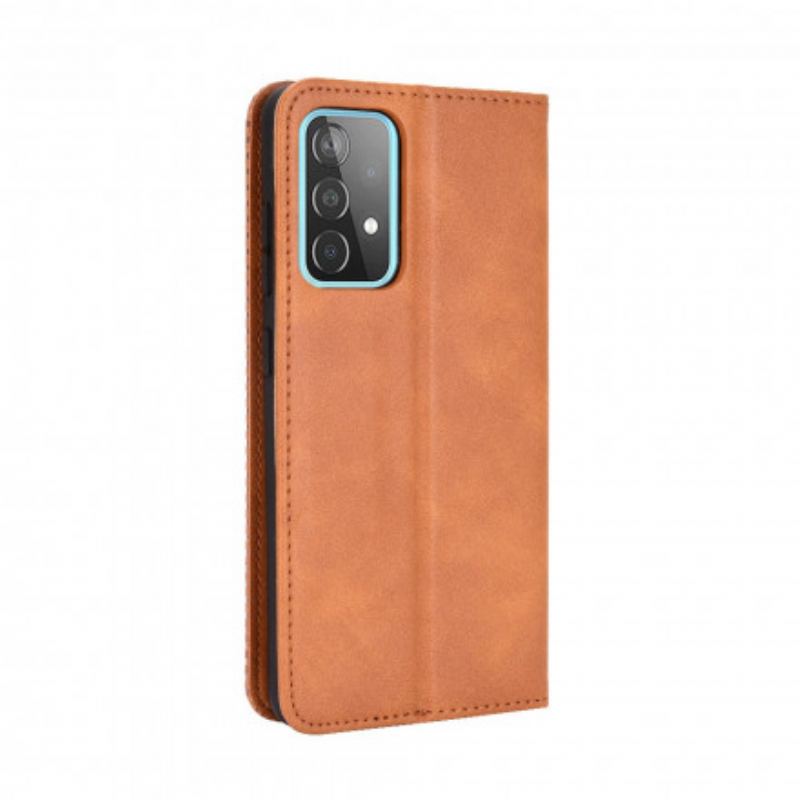 Flip Cover Samsung Galaxy A72 4G / A72 5G Effet Cuir Vintage Stylisé