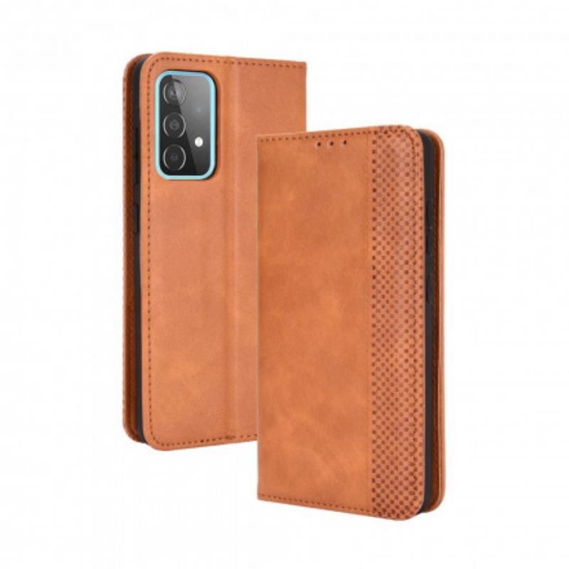 Flip Cover Samsung Galaxy A72 4G / A72 5G Effet Cuir Vintage Stylisé