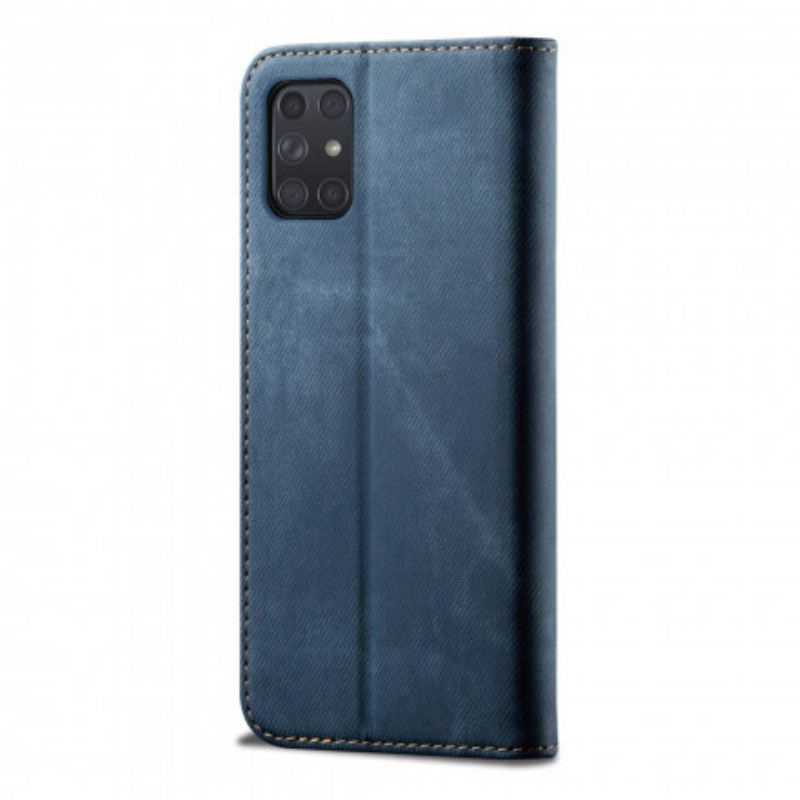 Flip Cover Samsung Galaxy A72 4G / A72 5G Tissu Jeans