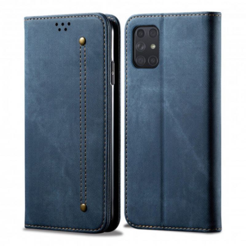 Flip Cover Samsung Galaxy A72 4G / A72 5G Tissu Jeans