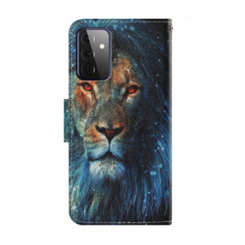 Housse Samsung Galaxy A72 4G / A72 5G Lion avec Lanière