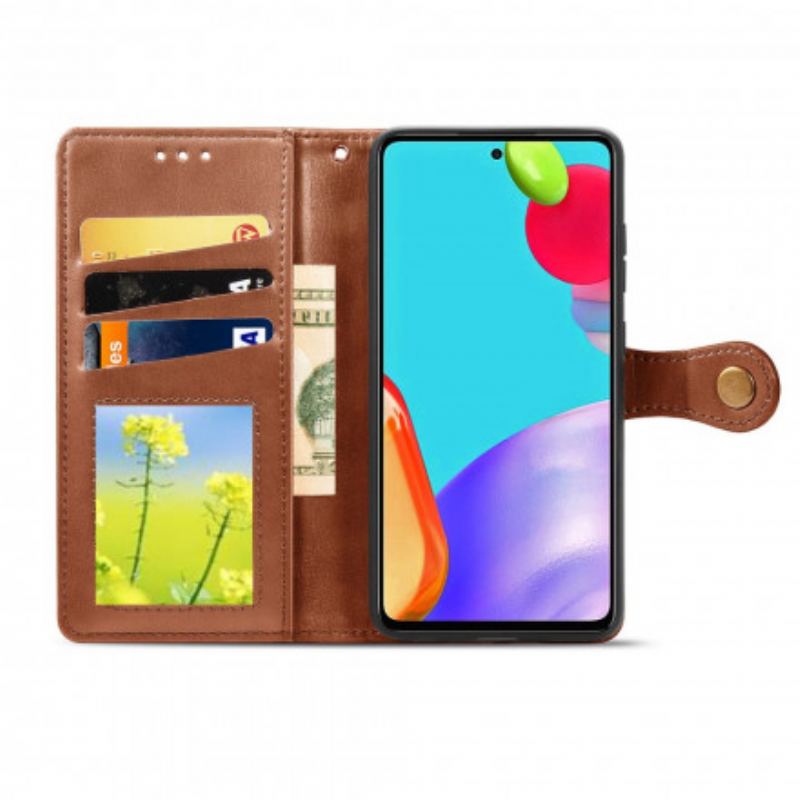 Housse Samsung Galaxy A72 4G / A72 5G Simili Cuir et Fermoir Vintage