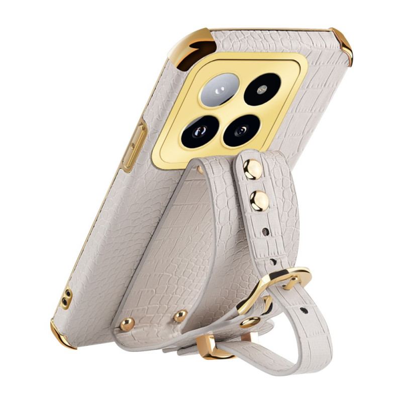 Coque Xiaomi 14 Pro Effet Crocodile avec Bracelet