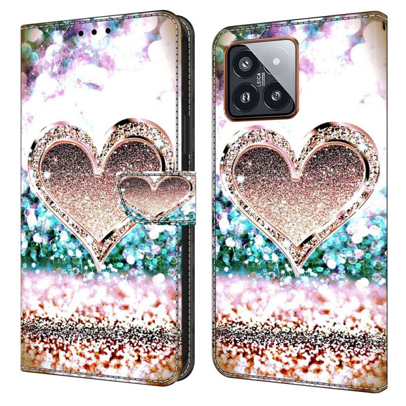 Housse Xiaomi 14 Pro Coeur en Diamants Roses