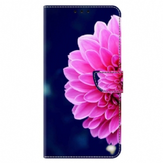 Housse Xiaomi 14 Pro Fleur Rose sur Fond Bleu