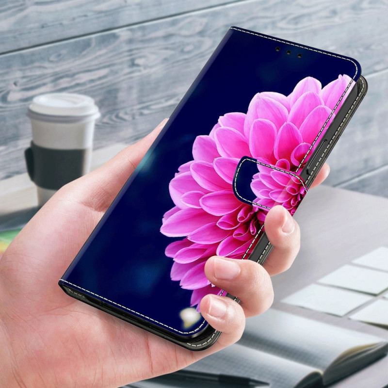 Housse Xiaomi 14 Pro Fleur Rose sur Fond Bleu