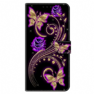 Housse Xiaomi 14 Pro Fleurs Violettes et Papillons