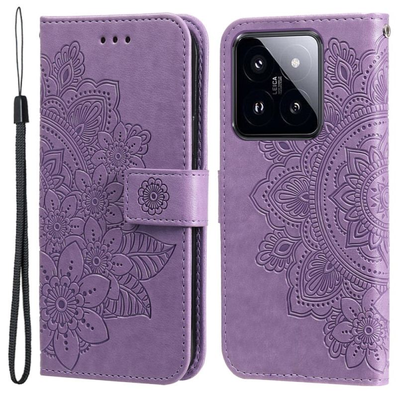 Housse Xiaomi 14 Pro Motif Floral à Lanière