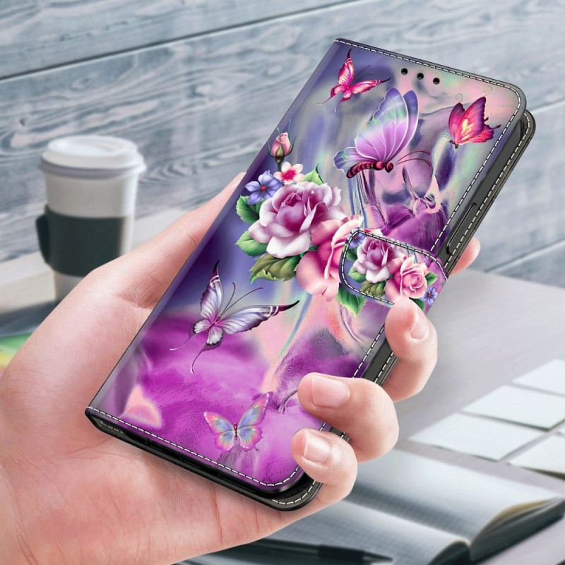 Housse Xiaomi 14 Pro Papillons et Fleurs Violets