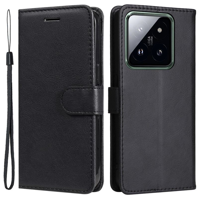 Housse Xiaomi 14 Pro Style Cuir Uni à Lanière