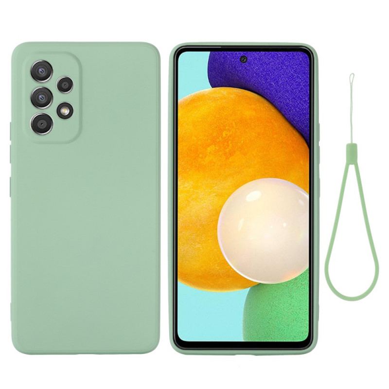 Coque Samsung Galaxy M53 5G Silicone Liquide avec Lanière