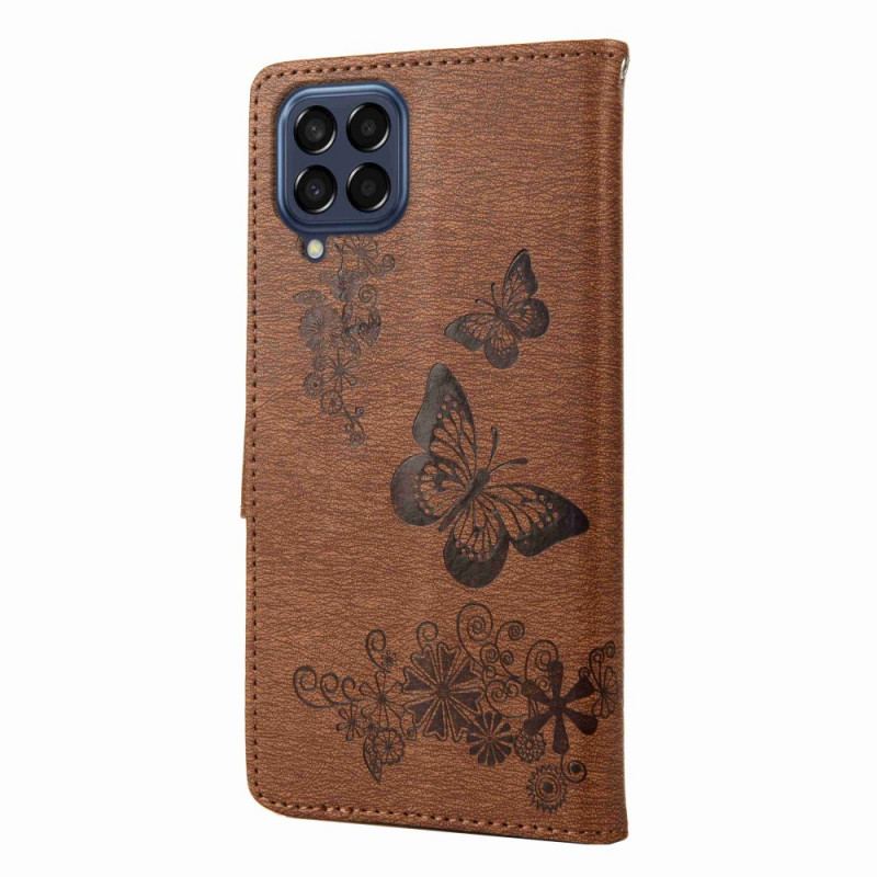 Housse Samsung Galaxy M53 5G Design Papillons à Lanière