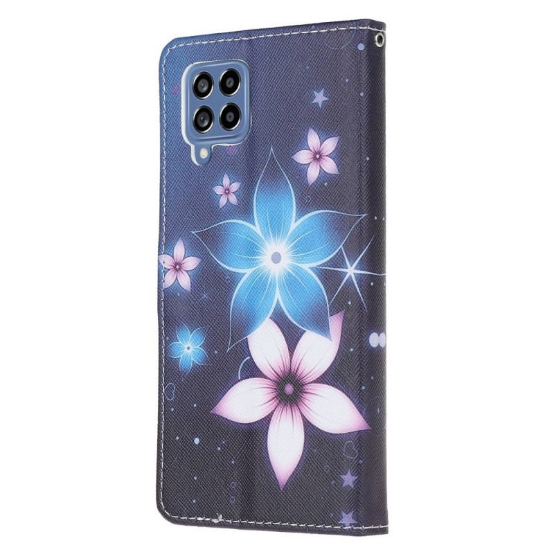 Housse Samsung Galaxy M53 5G Fleurs Lunaires à Lanière