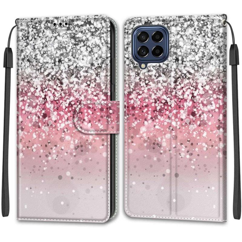 Housse Samsung Galaxy M53 5G Paillettes avec Lanière