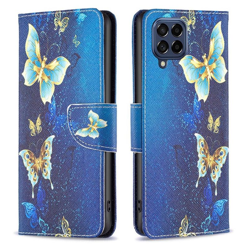 Housse Samsung Galaxy M53 5G Papillons Dorés