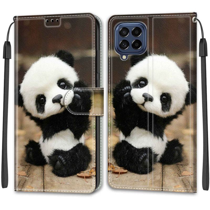 Housse Samsung Galaxy M53 5G Petit Panda à Lanière