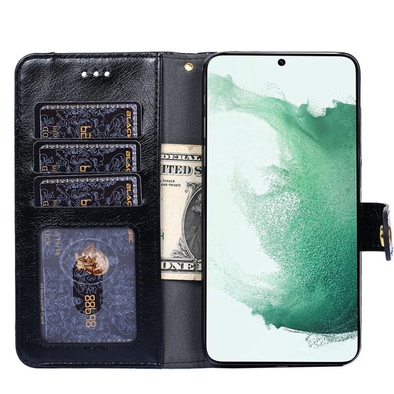 Housse Samsung Galaxy M53 5G Porte-Monnaie Frontal et Lanière