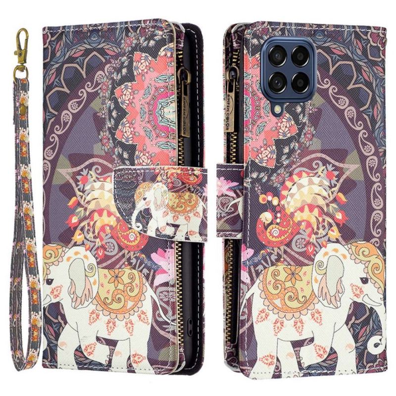 Housse Samsung Galaxy M53 5G Portefeuille Éléphant