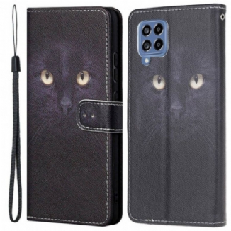 Housse Samsung Galaxy M53 5G Yeux de Chat à Lanière